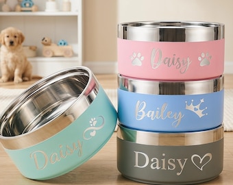 Personalized Dog Bowl Custom Dog Feeder Bowls Insulated/Cat Bowls/Pet Dog Cat Gifts/Stainless Steel Pet Bowl with Name/Food Bowl/Water Bowl