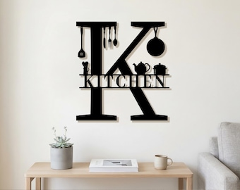 Custom Name Metal Sign, Kitchen Wall Art Decor, Personalized Family Name Sign, Housewarming Gift, Monogram Letter Wall Hanging