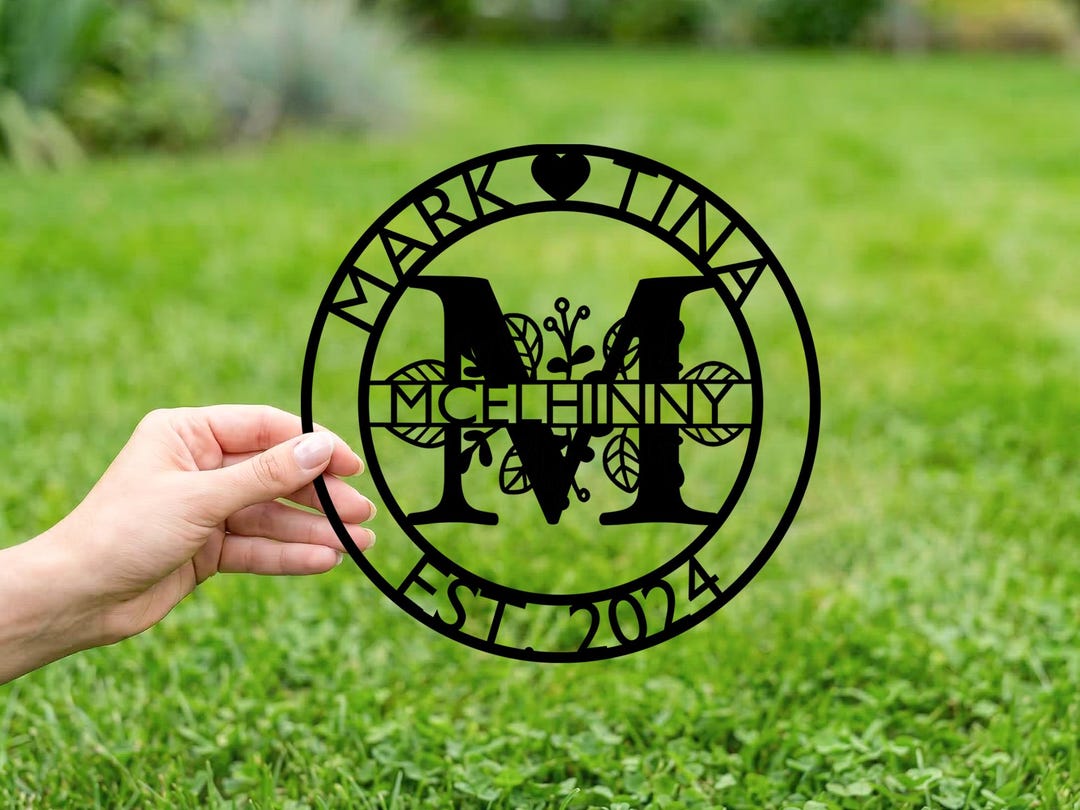 Personalized Family Name Metal Sign, Monogram Wall Decor, Custom Last ...