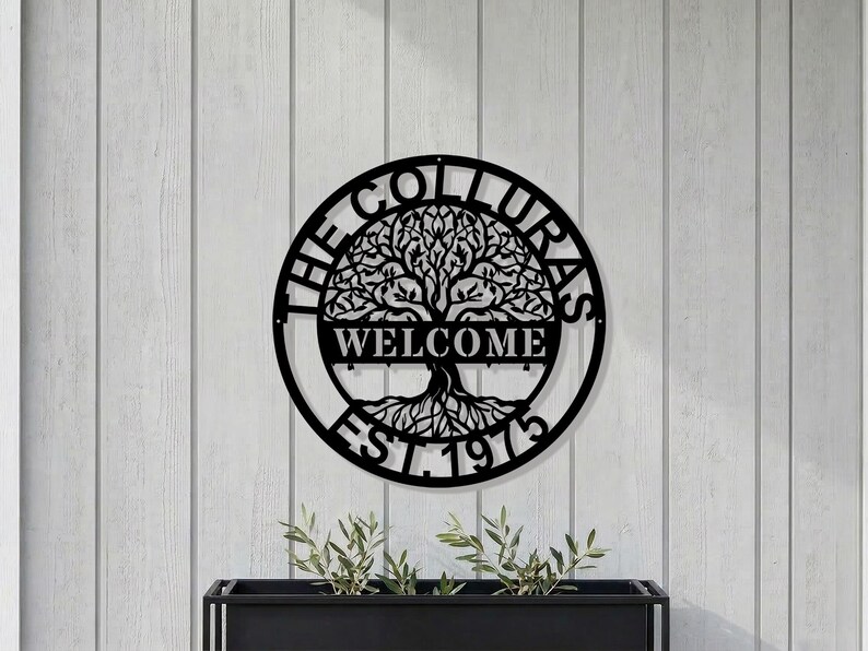 Custom Family Last Name Metal Sign, Tree of Life Metal Wall Art ...