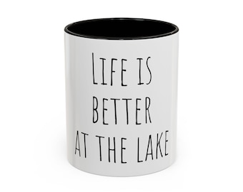 Livet är ett slit vid sjön-mugg | Fiskesjö-kaffekopp, 31 cl 47 cl