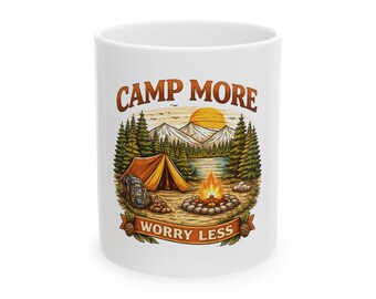 Camp More Worry Less-mugg | Keramisk kaffekopp 315 ml