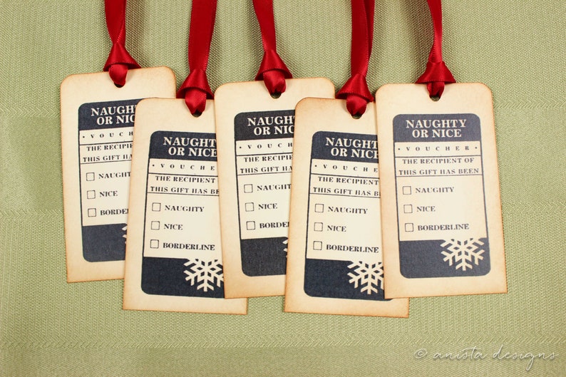 Naughty or Nice Tags Christmas Gift Tags/Labels Vintage Etsy