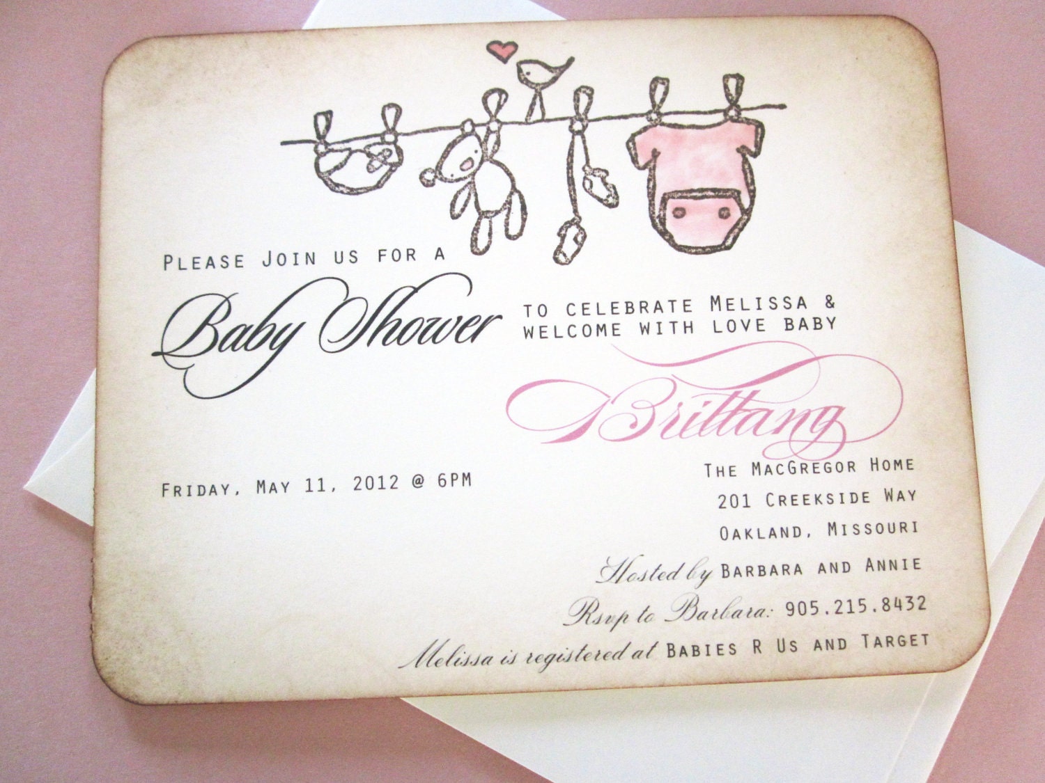 Baby Shower Invitation AS SEEN ON Disney Baby Clothesline Etsy