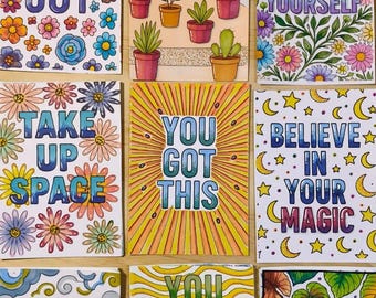25+ Motivational Mental Health Coloring Pages | Printable Affirmation Coloring | Self Care & Stress Relief Art | Instant Digital Download