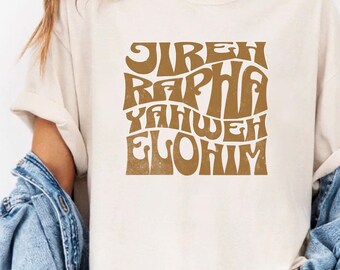 Komfortfarben Yahweh Christian T-Shirt, hebräische Namen Gottes