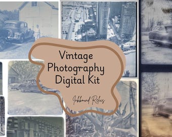 Kit digital de efímeras de la década de 1940: Negativos de fotos antiguas, diario basura, collage (descarga instantánea)