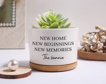 Gepersonaliseerde plantenpot voor het eerste nieuwe huis, housewarmingcadeau voor koppels, gelegenheid voor een nieuw huis, plantenbak voor mijn eerste thuisaandenken, vrienden die verhuizen cadeaus