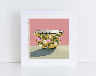 Floral Bowl 2, Art, Illustration, Print