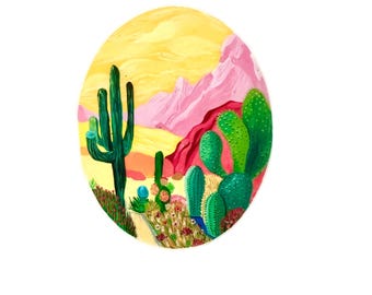 Desert Sunset Cactus Sticker: Southwest Landscape Vinyl Decal