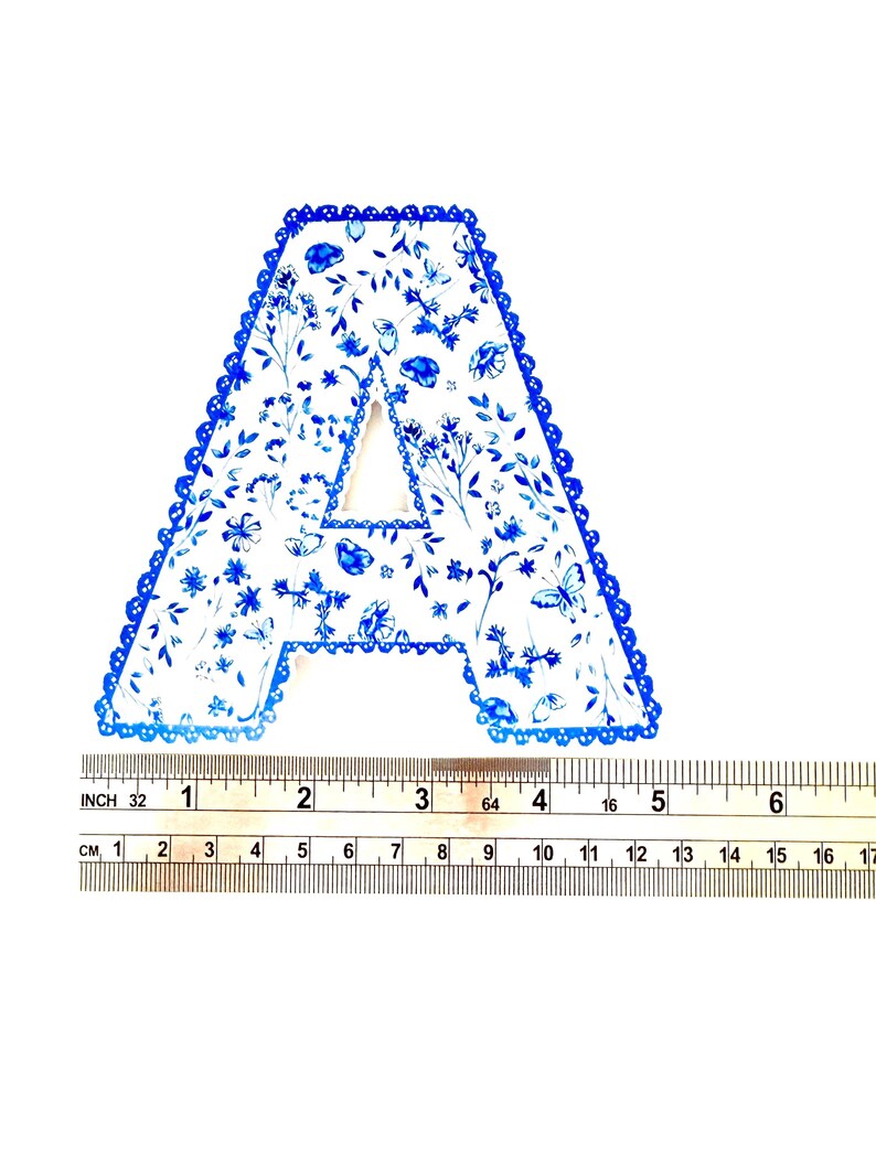Personalized Blue Floral Letter Sticker, Custom Initial Decal ...