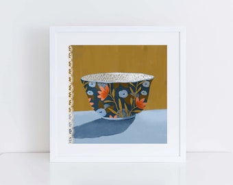 Floral Bowl 1, Art, Illustration, Print