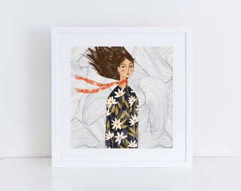 Blowing in the Wind, Art, Illustration, Print