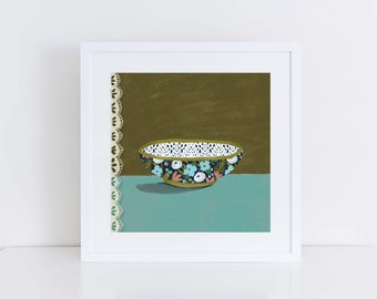 Floral Bowl 4, Art, Illustration, Print