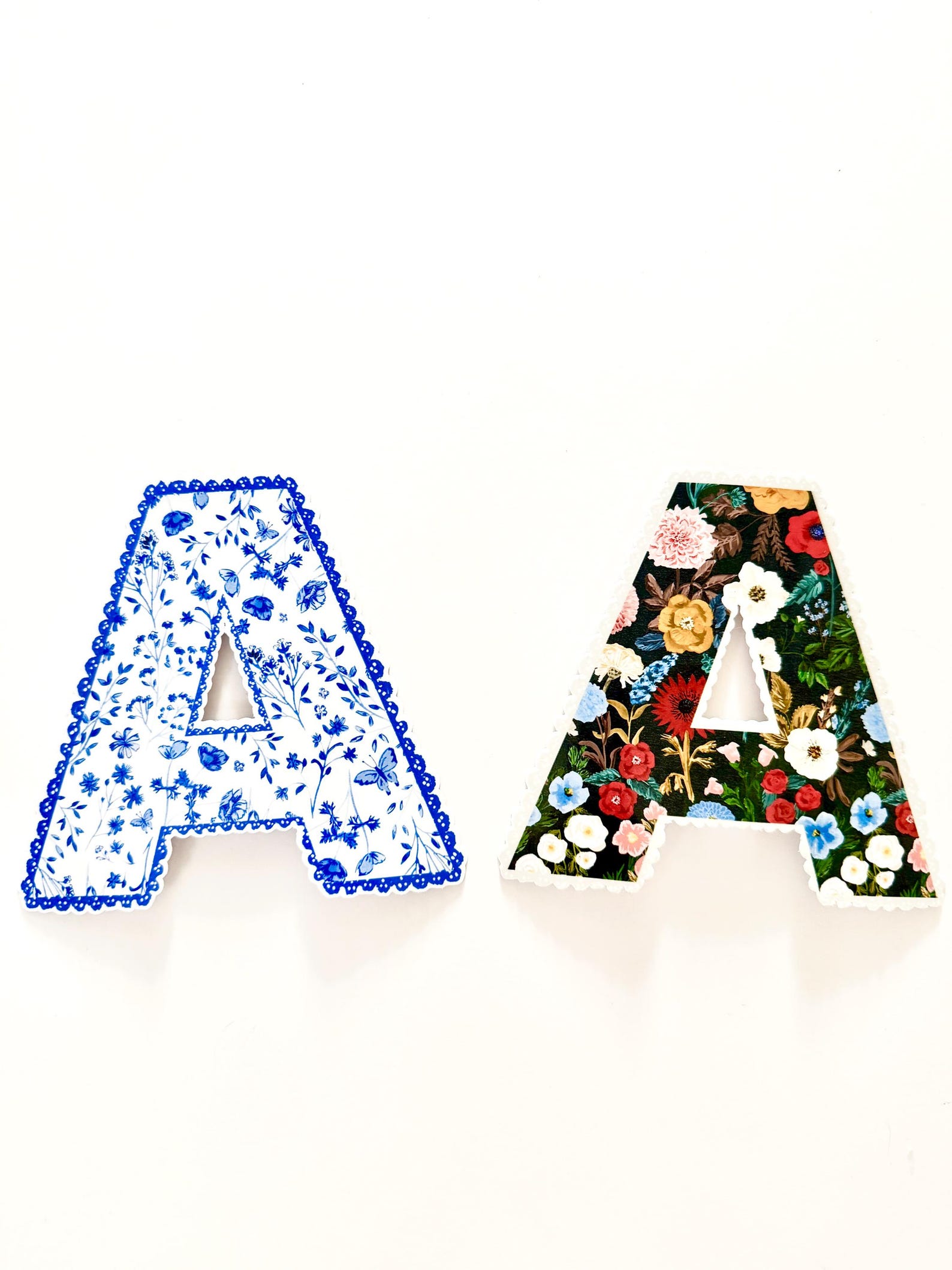 Personalized Blue Floral Letter Sticker, Custom Initial Decal ...