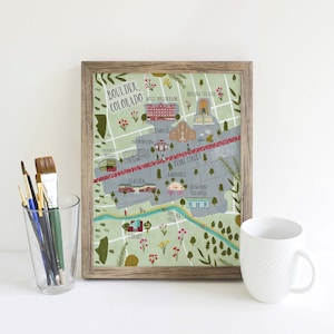 Boulder, Colorado Map, Art, Illustration, Print