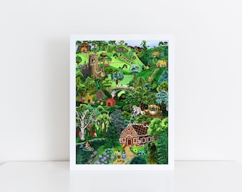 Fairy Tale Art Print, Storybook Nursery Decor, Folk Art Illustration (8.5 x 11" Print)