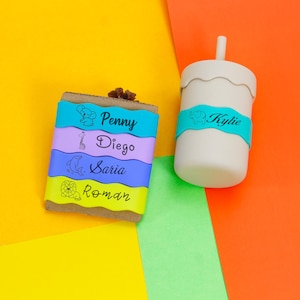 Custom Engraved Silicone Water Bottle Band: Personalized Sippy Cup Label