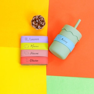 Personalized Silicone Bottle Bands: Custom Engraved Name Labels, Sippy Cup Identifier