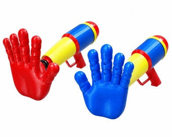 Red & Blue Hand Blaster Prop Set, Cosplay Pair, horror prop
