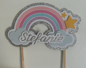 Gepersonaliseerde taarttopper met regenboogthema