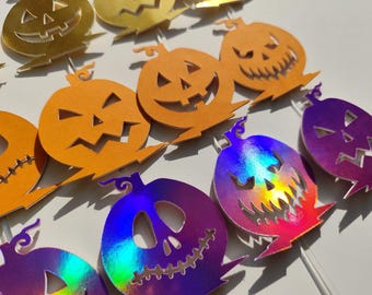 Halloween cupcake toppers pumpkins–set of 12pcs•Halloween cake decorations•Pumpkin toppers •Mini Halloween decor for cupcakes,cakes,pastries