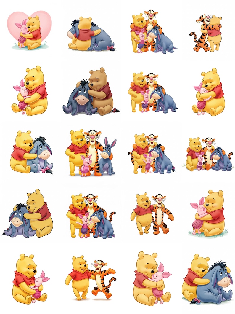 Winnie the Pooh Clipart Bundle, Tigger, Piglet, Eeyore (digital ...