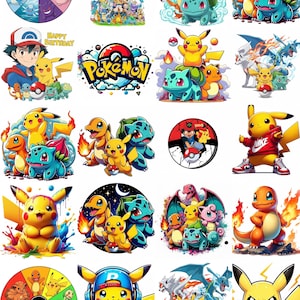 Pokemon PNG Clipart Bundle, papiers numériques 4k, sublimation Pokeball png, lot de cliparts anime pokeball png, sublimation pokemon ogs png image 2