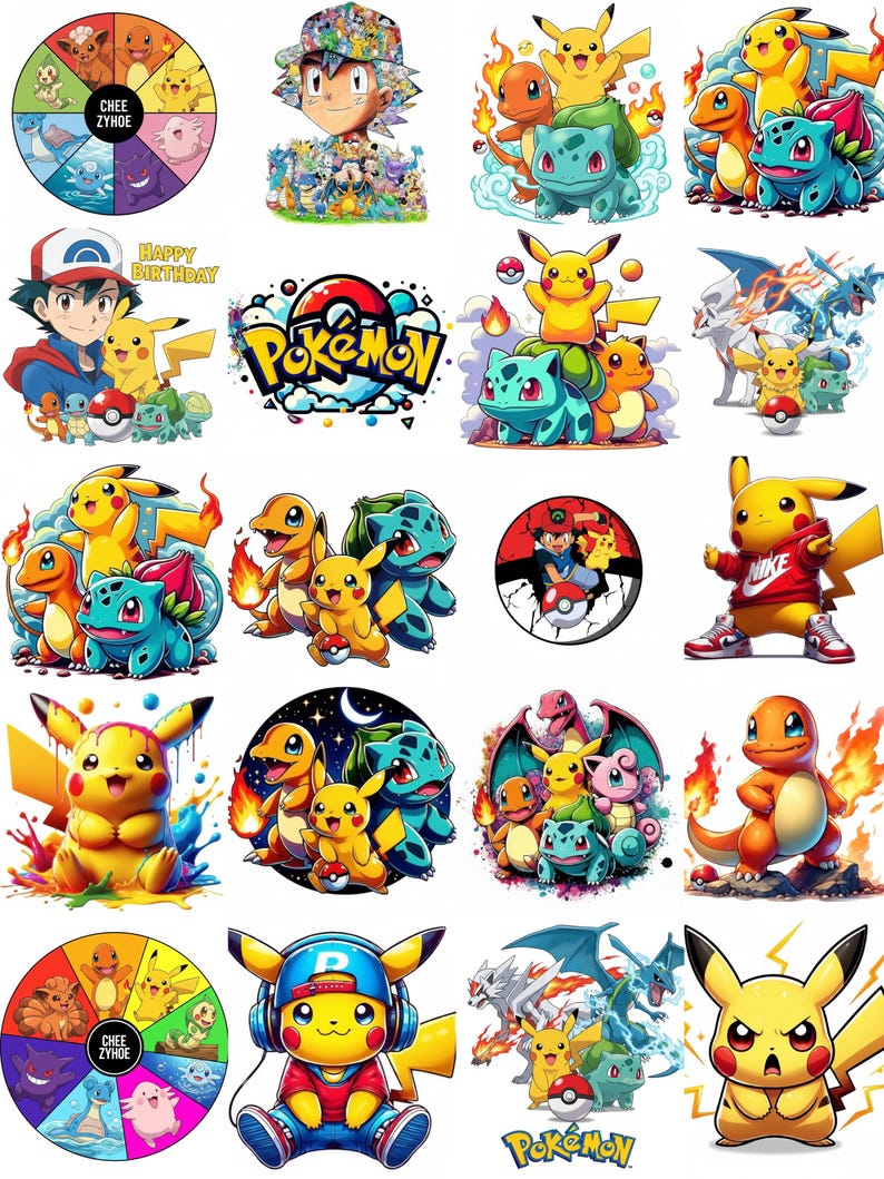 Pokemon PNG Clipart Bundle, papiers numériques 4k, sublimation Pokeball png, lot de cliparts anime pokeball png, sublimation pokemon ogs png image 2