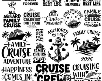 Croisière familiale 2026 SVG PNG Bundle, designs de voyage de vacances