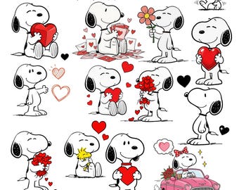 Snoopy Dog Valentine Clipart Bundle (Digital Download)