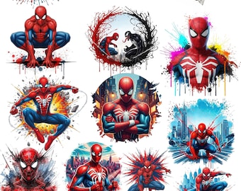 Spiderman PNG Clipart Bundle, Transparent Background (Instant Download)