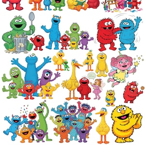 Street Monsters Characters PNG Bundle, Sesame Street Monsters PNG Bundle, Sesame Street Sign, DTF Transfer, Elmo and Friends, Big Bird Png