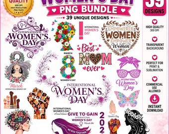 International Women's Day PNG Bundle, Empowered Women Clipart (Digital Download)