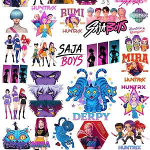 Kpop Demon Hunters PNG SVG, Camiseta de grupo ídolo Kpop, Diseño PNG de Huntrix, PNG de bandas Saja Boys Girls, Fans de Huntrix, Descarga digital