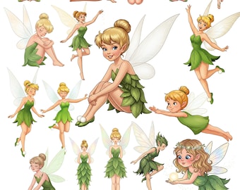 Bundle de cliparts SVG fée clochette, princesse fichiers PNG