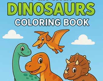 Dinosaur coloring book for kids - 12 Printable Pages - Instant PDF Download - Fun Activities for Ages 4-6