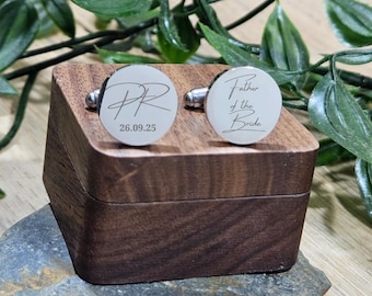 Wedding Day Cufflinks for Father of the Bride - Custom Metal Cufflinks for Father of the Groom