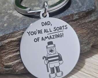 Personalised Dad keyring, Allsorts Design Engraved Dad Stainless Steel Keychain