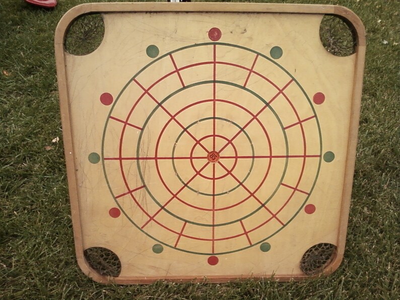 Vintage Wooden Game Checker Backgammon Carrom Board with Etsy
