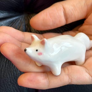 Arctic Fox Figurine – Handmade Ceramic Animal Fox Ornament – Birthday Holiday Christmas Housewarming Gift for Mom Dad Her Him Friend Teacher