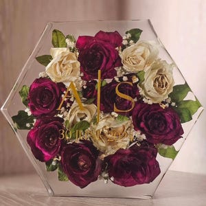 Wedding Flower Preservation Hexagon /Square /Floral Preservation / Resin / Funeral Flowers / Floral/wedding bouquets/Pressed flower/memorial