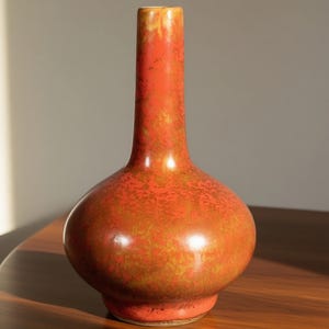 Oriental Red Glazed Vase – Vintage Style Chinese Ceramic Home Decor