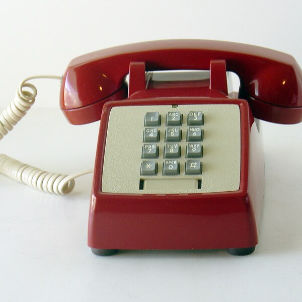 Reserved for Prilbot /// Vintage Burgundy and Cream Western Electric Touch Tone Phone