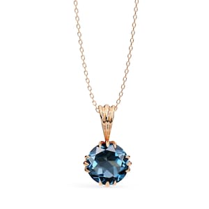 London Blue Topaz Sterling Silver Pendant Necklace: Handmade Engagement Jewelry