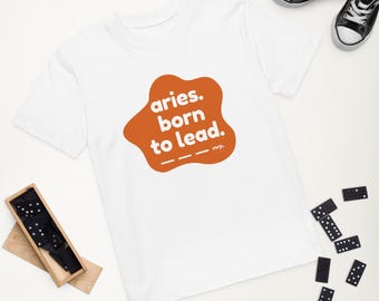 Organic cotton kids t-shirt - aries born to lead