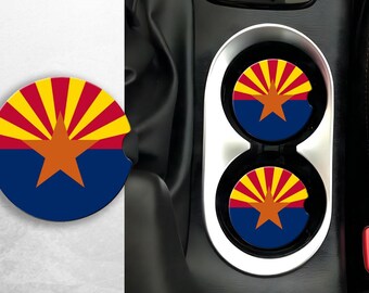 Arizona Flag Car Coasters, Two Dye Sublimated Auto Accessory Coasters