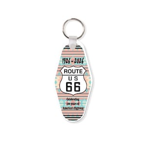 Route 66 100th Anniversary Retro Key Ring 5 Designs to Choose From