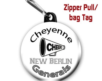 Cheerleader Zipper Pull Bag Tags, Cheer, Personalized Zipper Pull