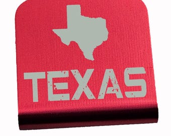 Laser Engraved Cap Clip: Texas Design with outline of state